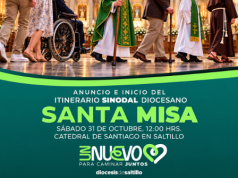 La Diócesis de Saltillo iniciará el Itinerario Sinodal Diocesano 2026-2033 La Diócesis de Saltillo iniciará el Itinerario Sinodal 2026-2033 con una Misa el 31 de octubre, a las 12:00 horas, en la Catedral de Santiago.